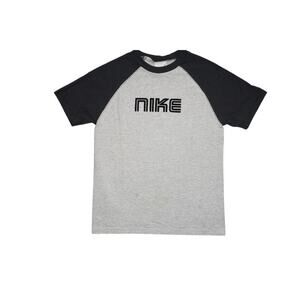 Vintage 90s NIKE Shirt Gray Black Single Stitch Youth Boys S